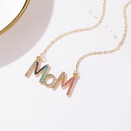 Diamond Mom Letter Necklace Personality