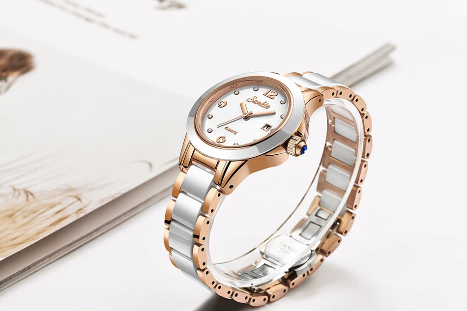 SUNKTA Fashion Women Watches Rose Gold Ladies Bracelet Watches Reloj Mujer 2023 New Creative Waterproof Quartz Watches For Women