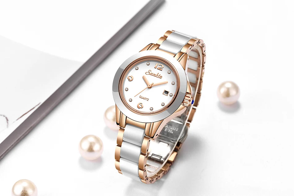 SUNKTA Fashion Women Watches Rose Gold Ladies Bracelet Watches Reloj Mujer 2023 New Creative Waterproof Quartz Watches For Women