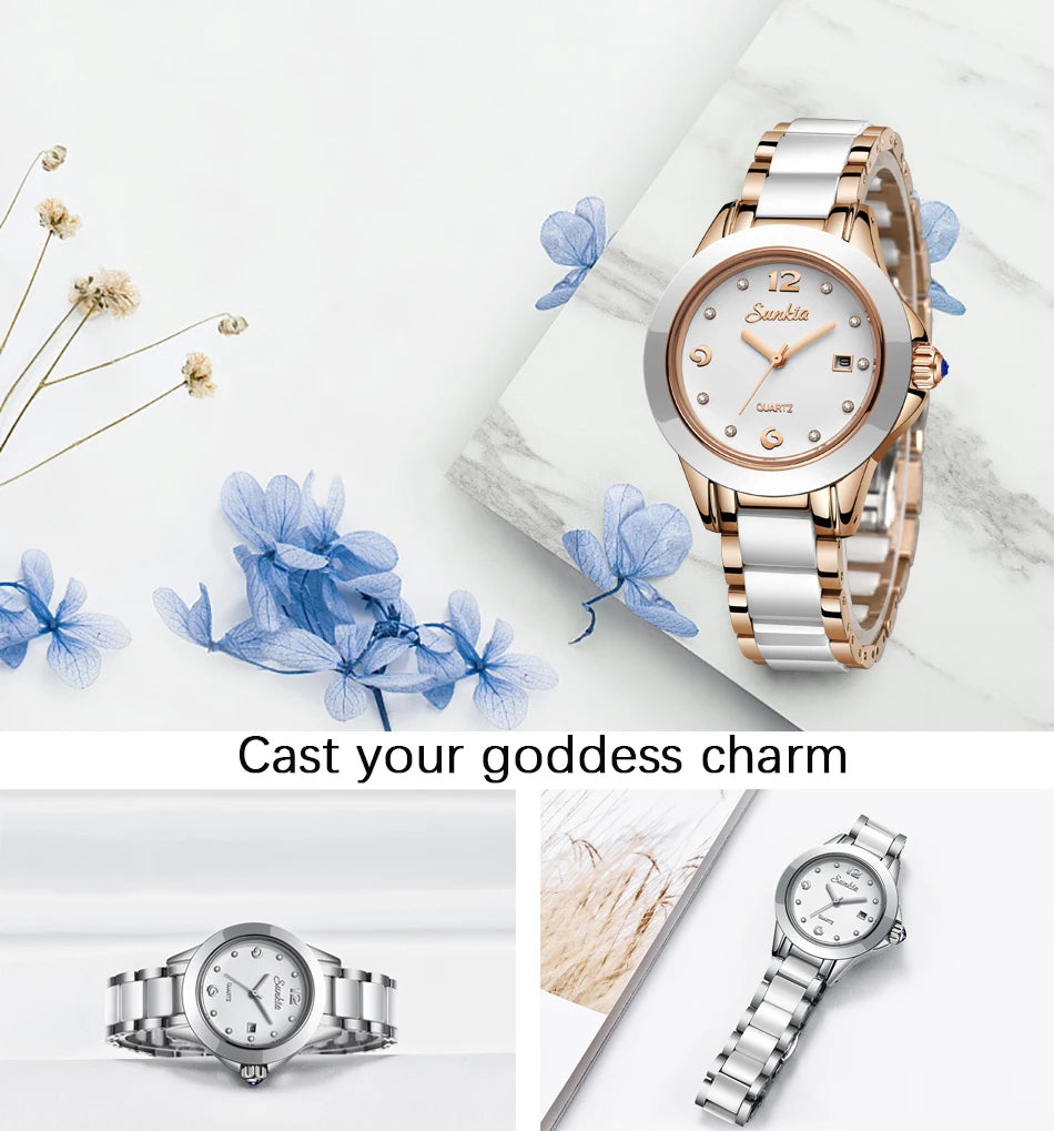 LIGE Woman Watch Fashion Brand Ladies Ceramic Bracelet Wrist Watch Women Dress Watches Waterproof Date Clock Gift Montre Femmes