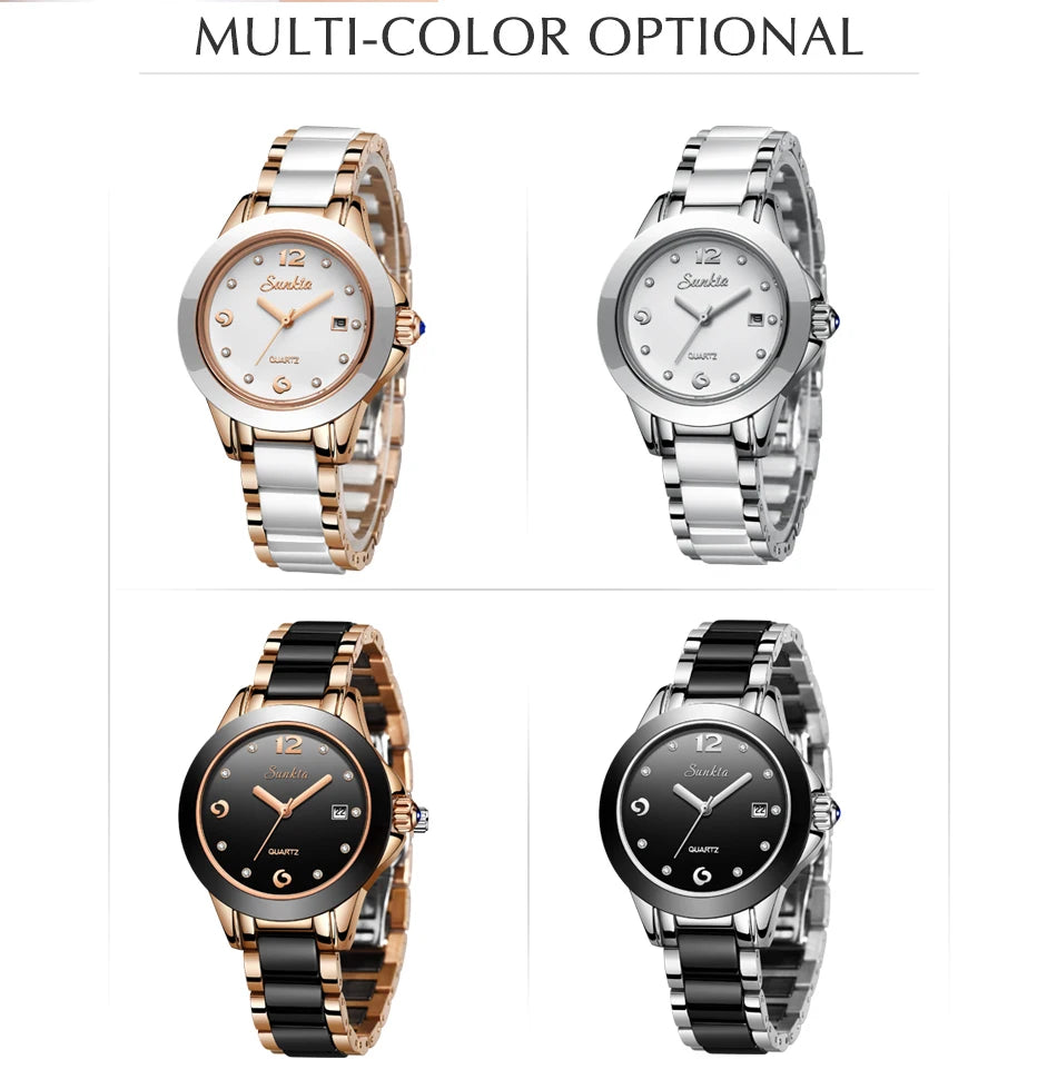 SUNKTA Fashion Women Watches Rose Gold Ladies Bracelet Watches Reloj Mujer 2023 New Creative Waterproof Quartz Watches For Women