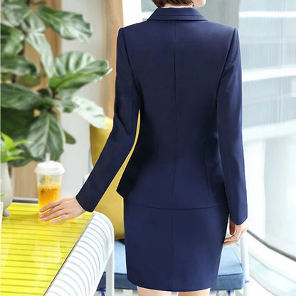 Naviu Spring New Business Wear Women Suit Temperament Slim Long Sleeve Blazer With Skirt Office Ladies Uniforms