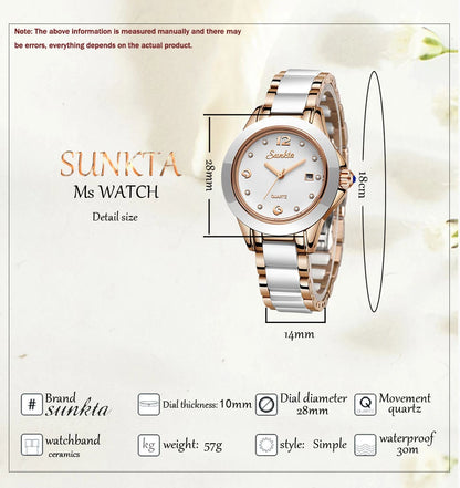 SUNKTA Fashion Women Watches Rose Gold Ladies Bracelet Watches Reloj Mujer 2023 New Creative Waterproof Quartz Watches For Women