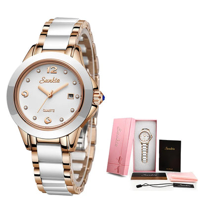 LIGE Woman Watch Fashion Brand Ladies Ceramic Bracelet Wrist Watch Women Dress Watches Waterproof Date Clock Gift Montre Femmes