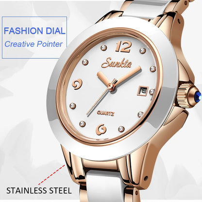 Fashion Women Watch Rose Gold Ladies Bracelet Watches Girl Reloj Mujer 2023 New Creative Watch Waterproof Date Clock Woman