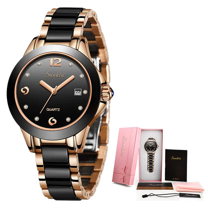 LIGE Woman Watch Fashion Brand Ladies Ceramic Bracelet Wrist Watch Women Dress Watches Waterproof Date Clock Gift Montre Femmes