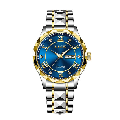 LIGE New Gold Watch Women Watches Ladies Creative Steel Women's Bracelet Watches Female Waterproof Clock Relogio Feminino+BOX