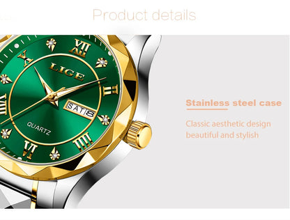 LIGE New Gold Watch Women Watches Ladies Creative Steel Women's Bracelet Watches Female Waterproof Clock Relogio Feminino+BOX