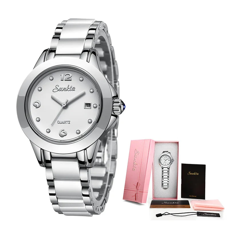 LIGE Woman Watch Fashion Brand Ladies Ceramic Bracelet Wrist Watch Women Dress Watches Waterproof Date Clock Gift Montre Femmes