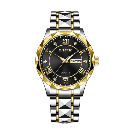 LIGE New Gold Watch Women Watches Ladies Creative Steel Women's Bracelet Watches Female Waterproof Clock Relogio Feminino+BOX