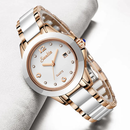 SUNKTA Fashion Women Watches Rose Gold Ladies Bracelet Watches Reloj Mujer 2023 New Creative Waterproof Quartz Watches For Women