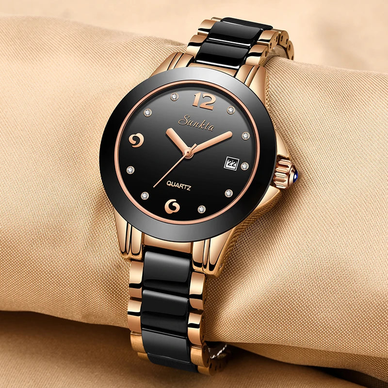 LIGE Woman Watch Fashion Brand Ladies Ceramic Bracelet Wrist Watch Women Dress Watches Waterproof Date Clock Gift Montre Femmes