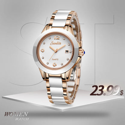 Fashion Women Watch Rose Gold Ladies Bracelet Watches Girl Reloj Mujer 2023 New Creative Watch Waterproof Date Clock Woman